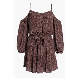 Paige Carmine Off the Shoulder Mini Dress Size L in Wine Tasting Ditsy‎ Floral